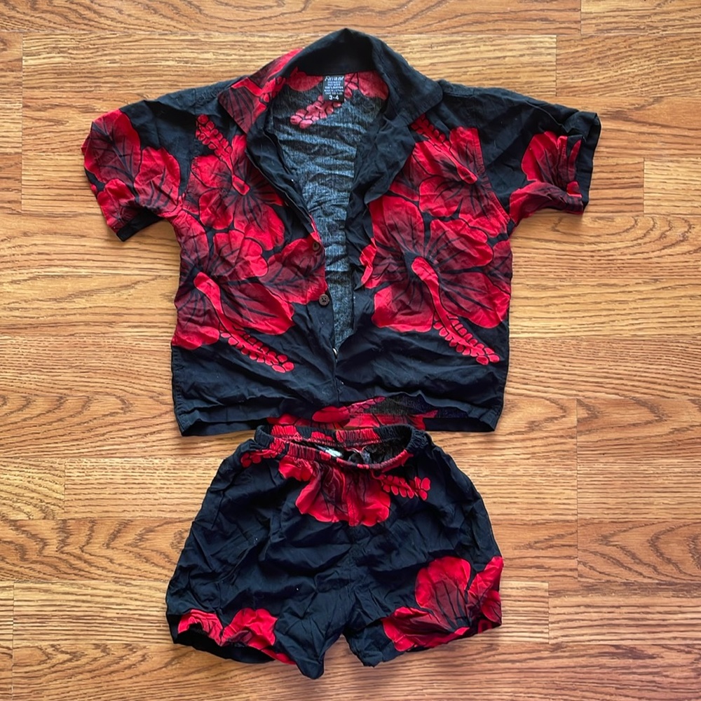 Hawaiian shirt and shirt matching set - 3-4t - gently used